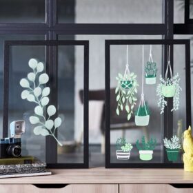 Schöne Pflanzen-Motive auf Glas malen, mit farbigen Kreidemarkern